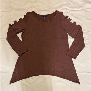 Apt. 9 magenta reddish purpleish Long Sleeve Blouse with Ladder Sleeves comfy